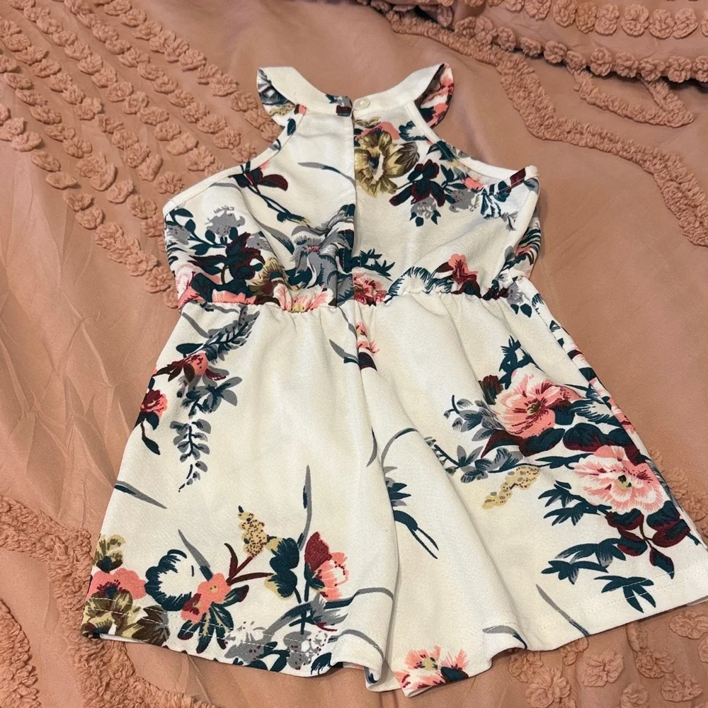 PatPat Cream and Pink Floral Romper - Picture 3 of 4